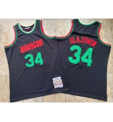 Houston Rockets 34 Hakeem Olajuwon Black 1993-94 Hardwood Classics Jersey