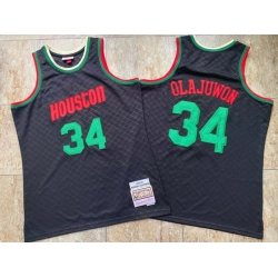 Houston Rockets 34 Hakeem Olajuwon Black 1993-94 Hardwood Classics Jersey