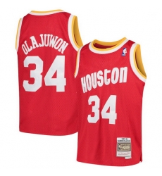 Houston Rockets Hakeem Olajuwon 34 Red Mitchell Ness NBA Jersey