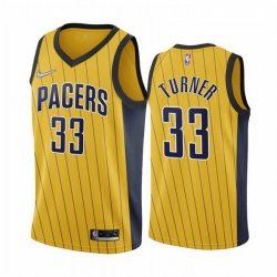 Indiana Pacers 33 Myles Turner Gold NBA Swingman 2020-21 Earned Edition Jersey