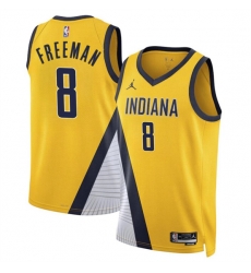 Indiana Pacers 8 Enrique Freeman Yelllow 2024 Draft Statement Edition Stitched Basketball Jersey