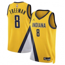 Indiana Pacers 8 Enrique Freeman Yelllow 2024 Draft Statement Edition Stitched Basketball Jersey