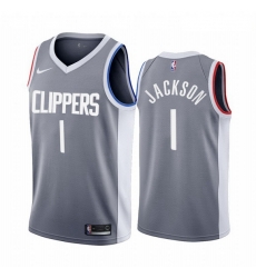 Los Angeles Clippers 1 Reggie Jackson Gray NBA Swingman 2020 21 Earned Edition Jersey