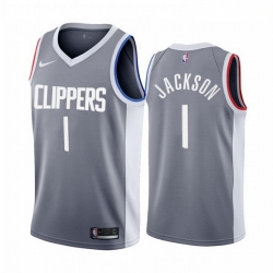 Los Angeles Clippers 1 Reggie Jackson Gray NBA Swingman 2020 21 Earned Edition Jersey