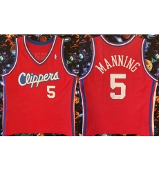 Los Angeles Clippers 5 Danny Manning Red 93 94 Champion Stitched Jersey