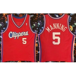 Los Angeles Clippers 5 Danny Manning Red 93 94 Champion Stitched Jersey