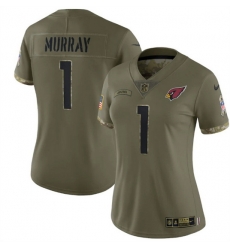 Women's Arizona Cardinals 1 Kyler Murray 2022 Olive Salute To Service Limited Stitched Jersey