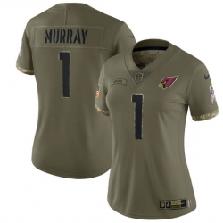 Women's Arizona Cardinals 1 Kyler Murray 2022 Olive Salute To Service Limited Stitched Jersey