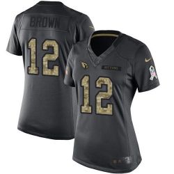 Women's Arizona Cardinals 12 John Brown Black Stitched NFL Limited 2016 Salute To Service Jersey