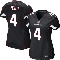 Women's Arizona Cardinals 4 Jay Feely Black Game Jersey