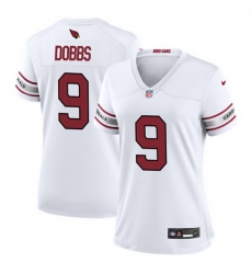 Women's Arizona Cardinals 9 Joshua Dobbs White 2023 Stitched Jersey Run Small