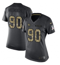 Women's Arizona Cardinals 90 Robert Nkemdiche Black Stitched NFL Limited 2016 Salute To Service Jersey
