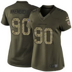 Women's Arizona Cardinals 90 Robert Nkemdiche Green Stitched NFL Limited Salute To Service Jersey