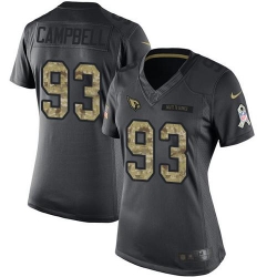 Women's Arizona Cardinals 93 Calais Campbell Black Stitched NFL Limited 2016 Salute To Service Jersey