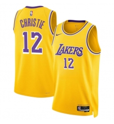 Los Angeles Lakers 12 Max Christie Yellow 2024 Icon Edition Stitched Basketball Jersey