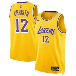 Los Angeles Lakers 12 Max Christie Yellow 2024 Icon Edition Stitched Basketball Jersey