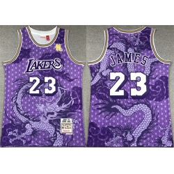 Los Angeles Lakers 23 LeBron James Purple 2018 19 Throwback Basketball Jersey