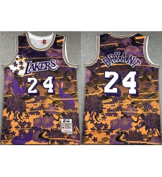 Los Angeles Lakers 24 Kobe Bryant Purple Yellow Throwback Basketball Jersey