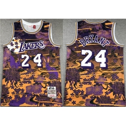 Los Angeles Lakers 24 Kobe Bryant Purple Yellow Throwback Basketball Jersey
