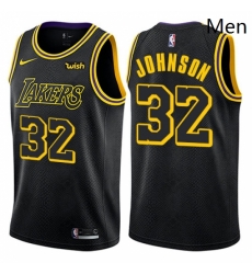 Los Angeles Lakers 32 Magic Johnson Black City Edition NBA Jersey