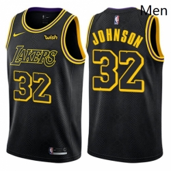 Los Angeles Lakers 32 Magic Johnson Black City Edition NBA Jersey