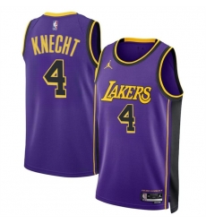 Los Angeles Lakers 4 Dalton Knecht Purple 2024 Draft Statement Edition Stitched Basketball Jersey