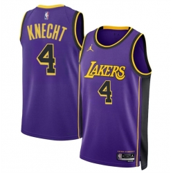 Los Angeles Lakers 4 Dalton Knecht Purple 2024 Draft Statement Edition Stitched Basketball Jersey