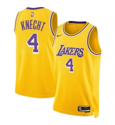 Los Angeles Lakers 4 Dalton Knecht Yellow 2024 Draft Icon Edition Stitched Basketball Jersey