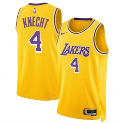 Los Angeles Lakers 4 Dalton Knecht Yellow 2024 Draft Icon Edition Stitched Basketball Jersey