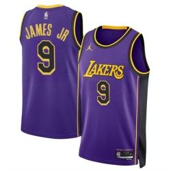 Los Angeles Lakers 9 Bronny James Jr Purple 2024 Draft Statement Edition Stitched Basketball Jersey