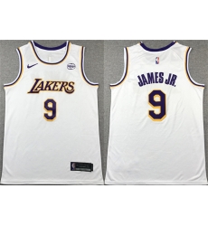 Los Angeles Lakers 9 Bronny James Jr White 2024 Draft Icon Edition Stitched Basketball Jersey