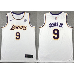 Los Angeles Lakers 9 Bronny James Jr White 2024 Draft Icon Edition Stitched Basketball Jersey