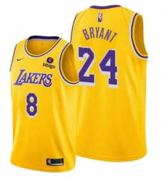 Los Angeles Lakers Front 8 Back 24 Kobe Bryant Bibigo Yellow Stitched Basketball Jersey