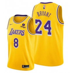 Los Angeles Lakers Front 8 Back 24 Kobe Bryant Bibigo Yellow Stitched Basketball Jersey