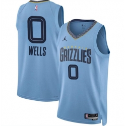 Memphis Grizzlies 0 Jaylen Wells Blue 2024 Draft Statement Edition Stitched Jersey