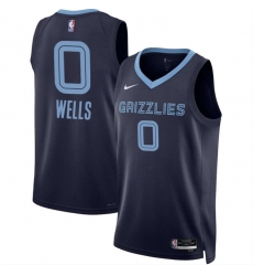 Memphis Grizzlies 0 Jaylen Wells Navy 2024 Draft Icon Edition Stitched Jersey