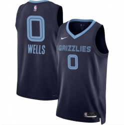Memphis Grizzlies 0 Jaylen Wells Navy 2024 Draft Icon Edition Stitched Jersey