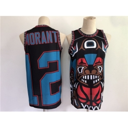 Memphis Grizzlies 12 Ja Morant Big Face Black 2021 NBA Jersey