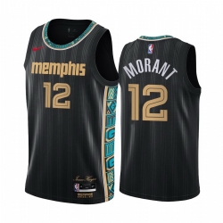 Memphis Grizzlies 12 Ja Morant Black NBA Swingman 2020 21 City Edition Jersey