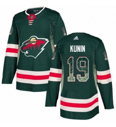 Minnesota Wild 19 Luke Kunin Green Drift Fashion NHL jersey