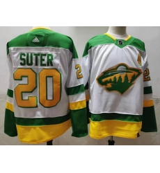 Minnesota Wild 20 Ryan Suter White 2020 21 Reverse Retro Jersey