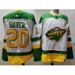 Minnesota Wild 20 Ryan Suter White 2020 21 Reverse Retro Jersey