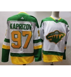 Minnesota Wild 97 Kirill Kaprizov White 2020 21 Reverse Retro Jersey