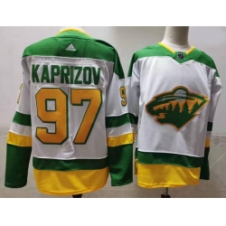 Minnesota Wild 97 Kirill Kaprizov White 2020 21 Reverse Retro Jersey