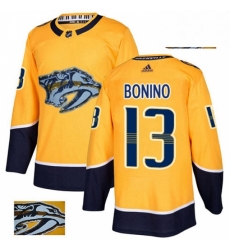 Nashville Predators 13 Nick Bonino Gold Fashion Gold NHL jersey