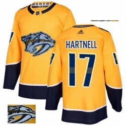 Nashville Predators 17 Scott Hartnell Gold Fashion Gold NHL jersey