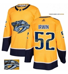 Nashville Predators 52 Matt Irwin Gold Fashion Gold NHL jersey