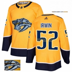 Nashville Predators 52 Matt Irwin Gold Fashion Gold NHL jersey