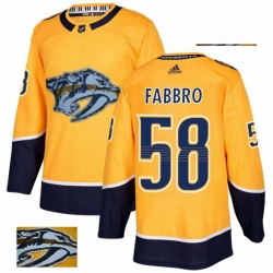 Nashville Predators 58 Dante Fabbro Gold Fashion Gold NHL jersey