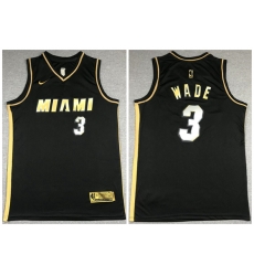 Miami Heat 3 Dwyane Wade Black Gold 2021 Swingman Jersey